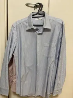 UNIQLO 青白ストライプ 長袖シャツ M