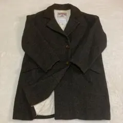 ハリスツイード　ブラウン テーラードジャケット　コート　　M 手織り　ツイード