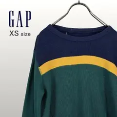 【美品】GAP ギャップ ワッフル サーマル ロンT ブロック XS 0090のサムネイル
