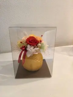 ​プリザーブドフラワー アレンジメント ケース入り レッド＆イエロー ギフト