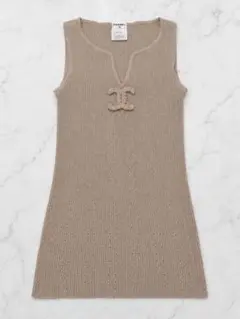 CHANEL シャネル 09P ココマーク ノースリーブ ニット 34 ベージュ