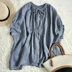 アーバンリサーチドアーズ 定価1万程 リネン ギャザーブラウス ゆったり