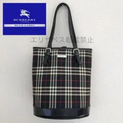 ⑤バーバリー ブルーレーベル バケツ バッグ チェック ネイビー