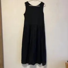 北欧暮らしの道具店　さりげないレースのコットンペチワンピース　M ブラック