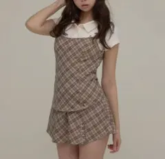 Dafne check set up brown - メルカリ