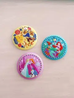 ディズニー刺繍缶バッジ 第2弾 プリンセス3種セット