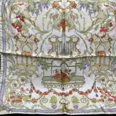 エトロ　噴水と花鳥のプチシルクスカーフ　新品ETROイタリア製訳あり