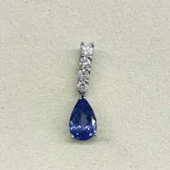 高級 タンザナイト 0.814ct プラチナ ダイヤ ネックレス ペンダント 