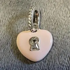 Pandora ハート　ピンク　鍵穴　シルバー　チャーム　パンドラ