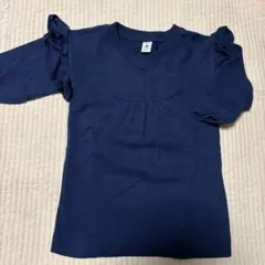 プチバトー　ネイビー フリル袖 長袖カットソー 104cm