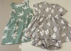 H&M セットアップ ワンピース 90女の子 半袖 鳥