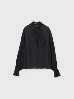 あ*り様 anuans ハイネックシアーボウタイブラウス　BLACK