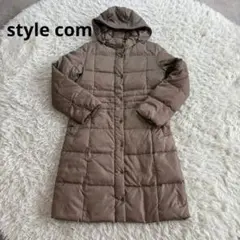 Style com フード付きダウンジャケット ブラウン