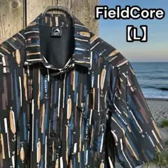 美品★FieldCore【ワークマン】半袖シャツ ルアー柄 総柄 アロハ 黒 Lのサムネイル