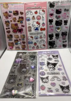 新品 サンリオ シール 5点 ハローキティ クロミ ラインストーン ペタメロウ