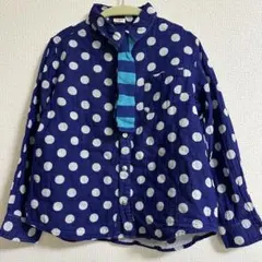 moujonjon 【130】ネクタイ付き ドット柄 長袖シャツ