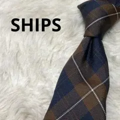 美品　シップス　イタリア製　ネクタイ　 チェック柄　ブラウン系のサムネイル