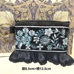 インド刺繍リボン　ポーチ　フラットポーチ　キーケース　ファッション小物