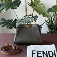 フェンディ　ピーカブー　ミニ　スモール　オリーブブラウン　セレリア　ハンドバッグ