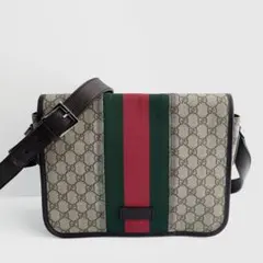 【美品】グッチ ショルダーバッグ GGスプリーム×レザー シェリーライン