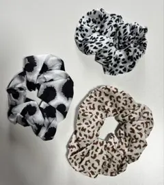 ヒョウ柄・ドット柄ヘアシュシュ3個セット
