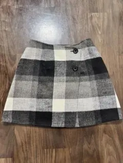 ブルーレーベル チェック柄ウール台形リバーシブルミニスカート