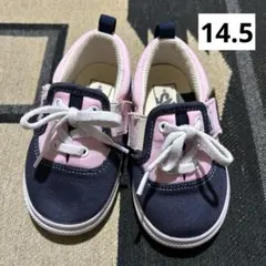 バンズ　14.5 ピンク×ネイビー　VANS スリッポン エラップ