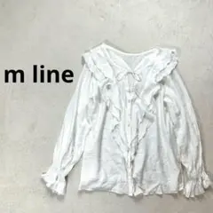 【mline】FREE 長袖ブラウスシャツ　フリルシャツ　ホワイト 薄手