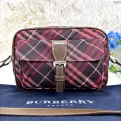 【極美品】バーバリーロンドンブルーレーベル ショルダーバッグ ノバチェック 赤