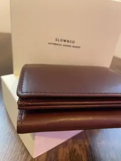 美品 SLOW&CO コードバン ミニ財布 二折り財布 ブラウン ホーウィン