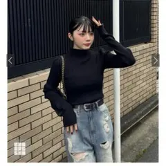 GRL サムホール付きロングスリーブニットトップス［K9206d］