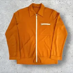 70sトラック ジャケット メンズ M 程 オレンジ フルジップ ヴィンテージ