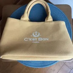 C'EST BON PARIS ロゴプリント トートバッグ イエロー