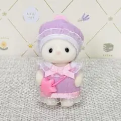 シルバニア　赤ちゃんサイズ　ハンドメイド　ゆめかわワンピース　ラベンダーピンク