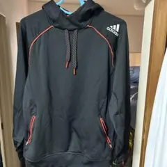 adidas フード付きパーカー 黒/オレンジ