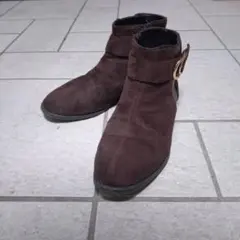 ブラウン スエード ショートブーツ