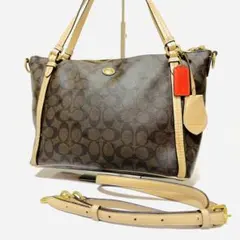 COACH PVC レザー ショルダーバック ブラウン