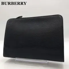 【極美品】 BURBERRY クラッチバッグ セカンドバッグ ブラック 黒 本革