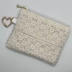 SALE★インド刺繍リボンとリバティのポーチ　ハートカラビナ③