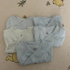 水色・白 半袖ボディ 5枚セット（前開き）