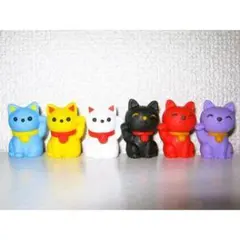 カラフル猫の置物6体セット