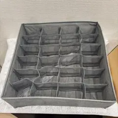 靴下&下着収納ボックス24仕切り折り畳み式通気性洗える整理整頓引き出し グレー