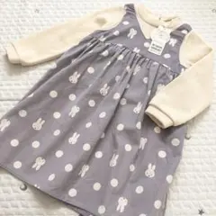 新品 petit main ミッフィー ワンピース 110 ラベンダー