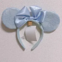 即購入可★ディズニー ミニー耳カチューシャ 水色 レース リボン