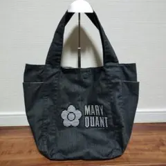 MARY QUANT トートバッグ リバーシブル　ブラックデニム ボーダー