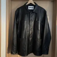 Schott ブラック レザー カバーオール L