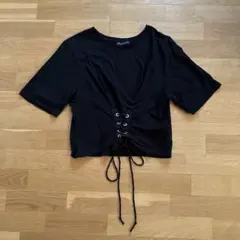 ZARA Tシャツ　クロップド丈　ブラック