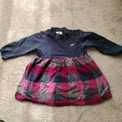 parentsdream ワンピース 80 ネイビー/チェック柄