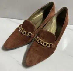 Yves Saint Laurent 90s チェーン スウェードヒールパンプス