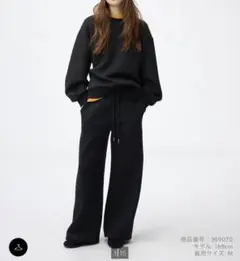 新品未使用タグ付き　GU サイズS パフスウェットバギーパンツ　ブラック